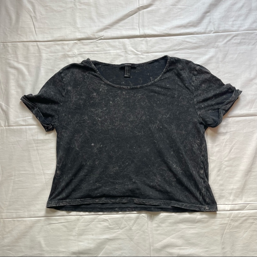 Forever 21 Crop Top Tee Gray